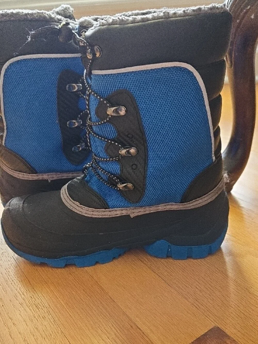 Kamik Luke 3 Kids Blue and Black Insulated Snow Boots Size 5 Big Boys